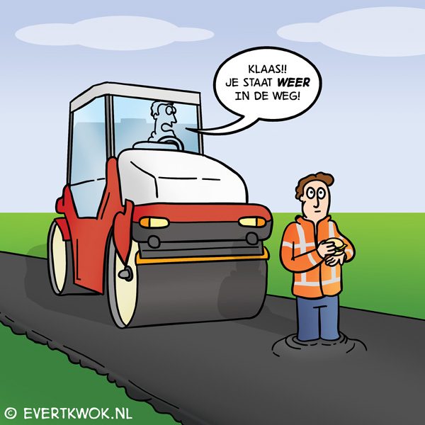 In de weg